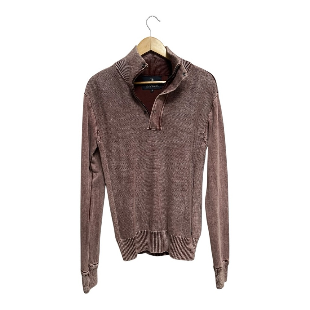 Buffalo David Bitton Maroon Wash Quarter Zip Pullover, M